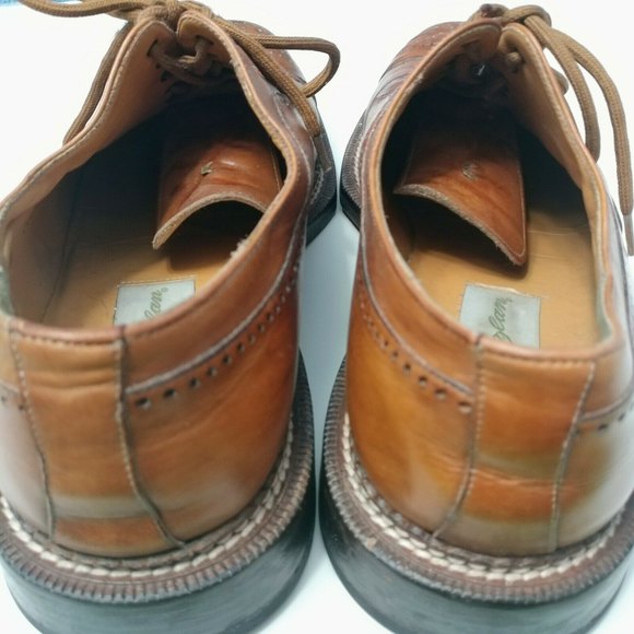 Mezlan Oxford 10 M Tan Camel Lace Tie Handmade Spain Tooled Leather Cap Toe main image 9